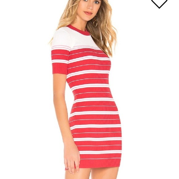 Amanda Uprichard Sweater Dress in Cherry Size Small White Red Pink Bodycon - Picture 2 of 8